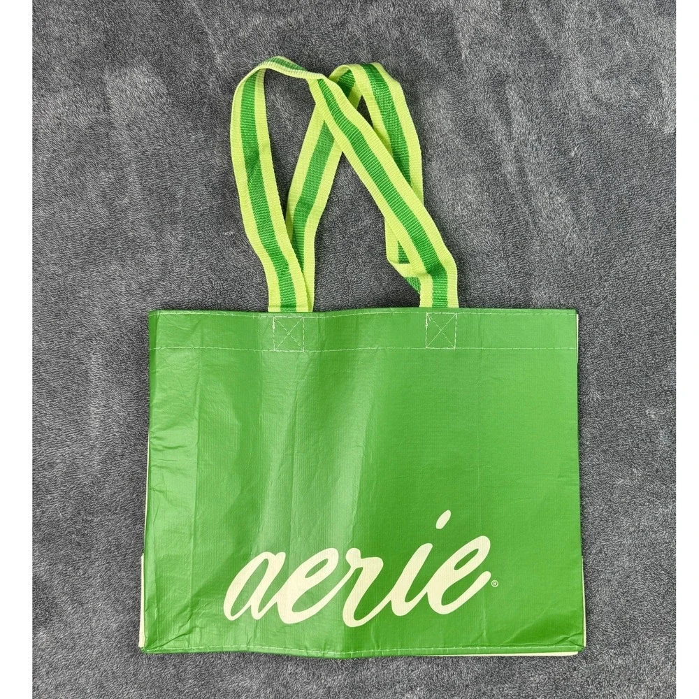 OFFLINE by Aerie Green Cream Reusable Tote Bag Recycled Plastic 2071-900